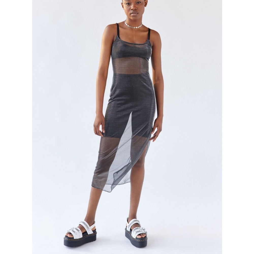 Urban Outfitters UO Rafaela Sheer Shimmer Midi Dress Festival